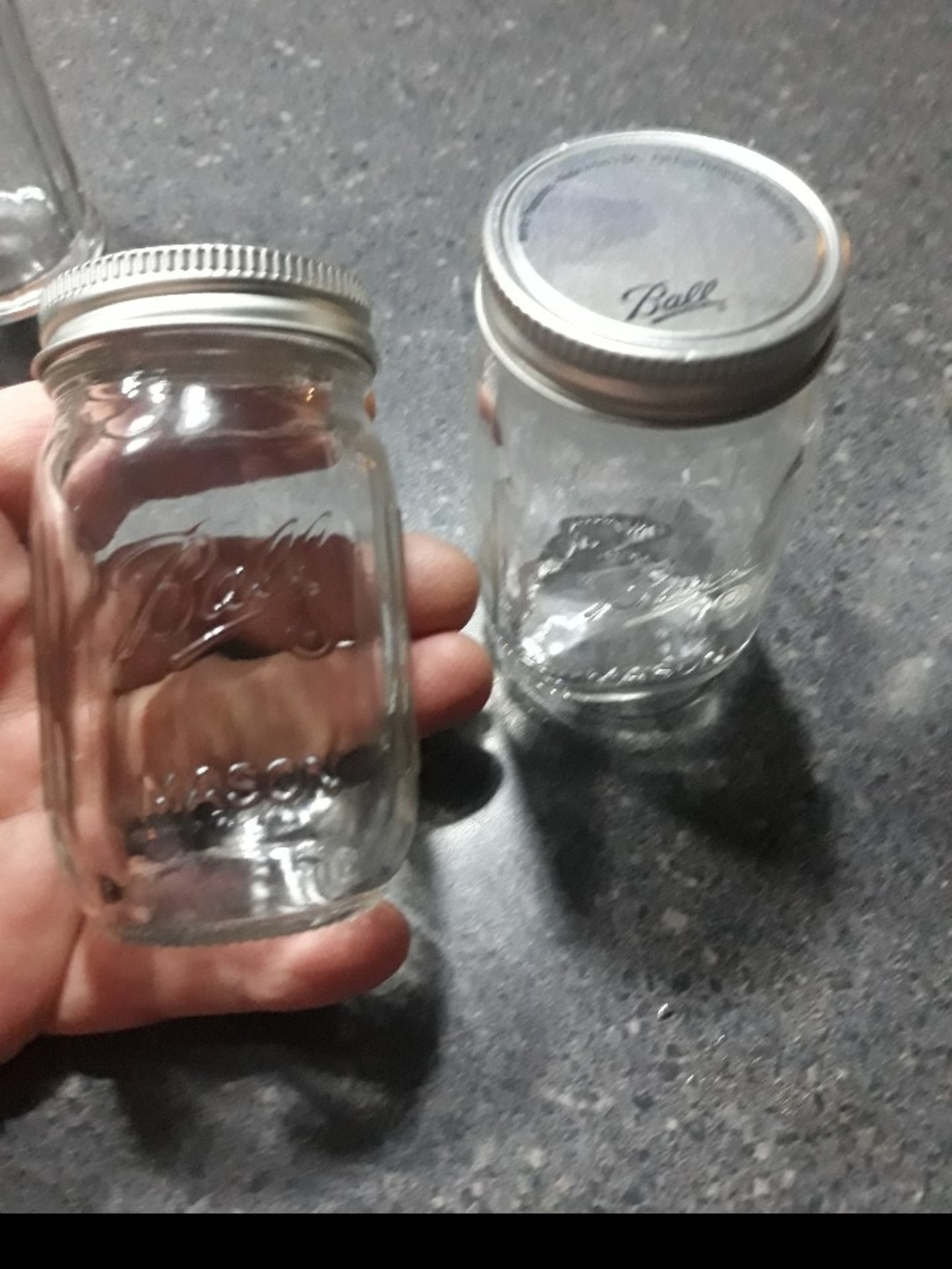 Clear Glass Mason Jars with Silver Lids - Set of 2